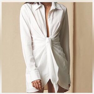 CHOOSY Jacquemus-inspired Plunge Long-sleeve Mini Dress
